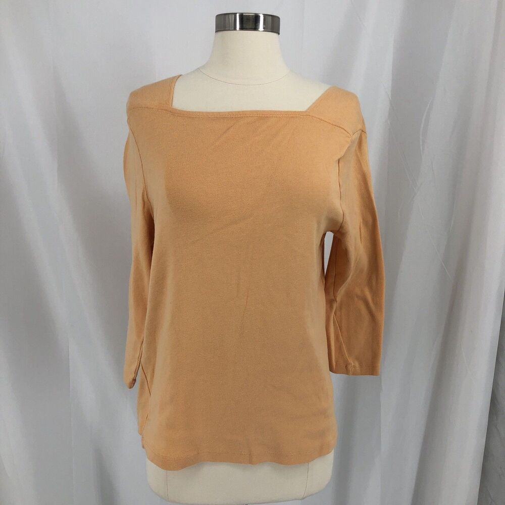 Chicos Top Womens 3 (large) Peach Ultimate Tee Supima Cotton Square Neck